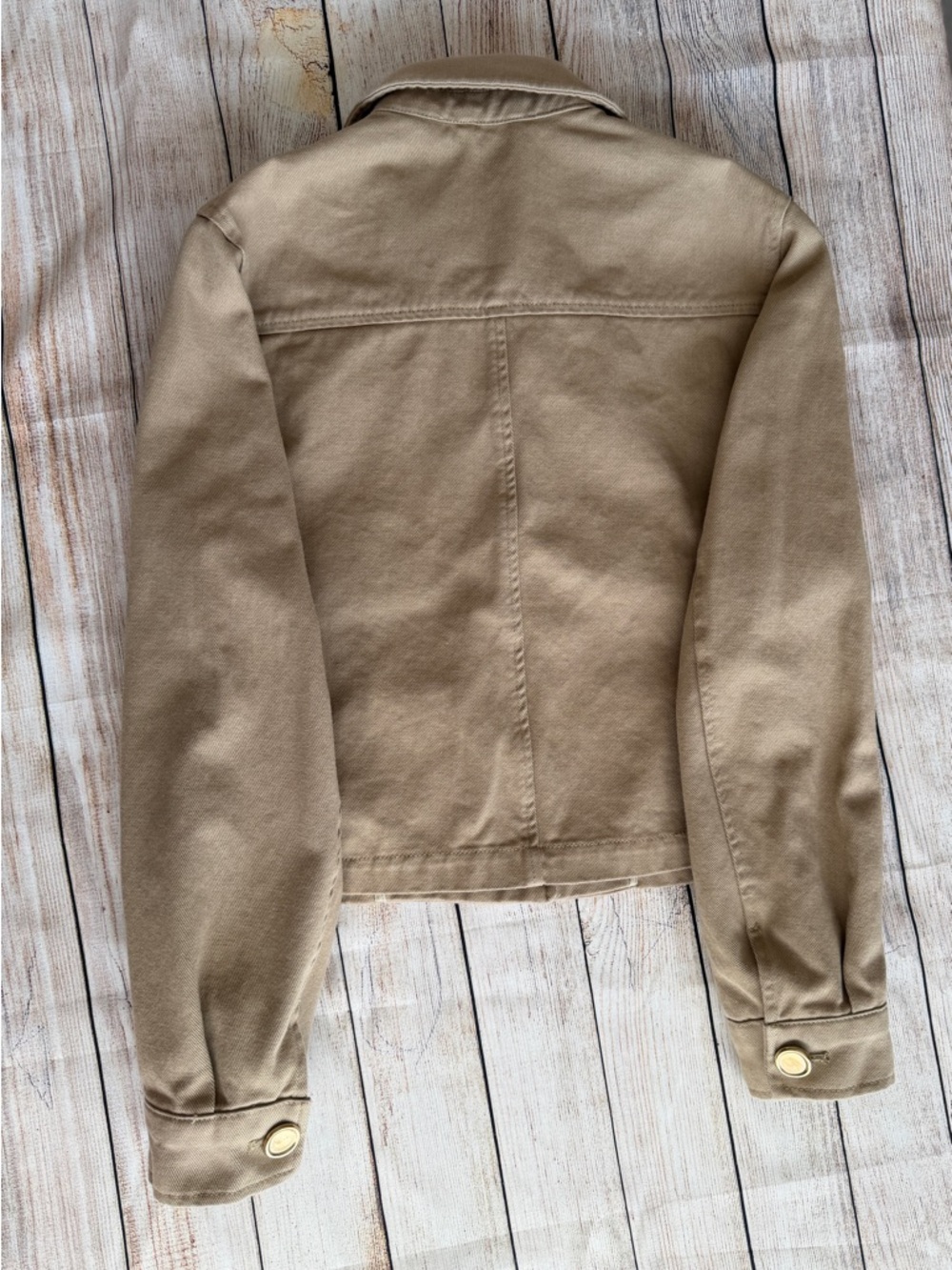 Zara Khaki Tan Cropped Utility Jacket Gold Buttons Women’s S - Picture 12 of 14